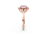 Rose gold Fancy Pink Asscher  Cut Diamond Halo Ring with Solitaire Band and Prong Setting_48