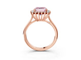 Rose gold Fancy Pink Asscher  Cut Diamond Halo Ring with Solitaire Band and Prong Setting_49