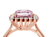 Rose gold Fancy Pink Asscher  Cut Diamond Halo Ring with Solitaire Band and Prong Setting_50