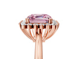Rose gold Fancy Pink Asscher  Cut Diamond Halo Ring with Solitaire Band and Prong Setting_51