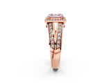 Rose gold Fancy Pink Asscher Cut Diamond Halo Ring with Split Shank Pavé Band and Four-Prong Setting_2