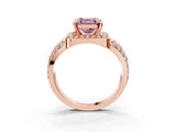 Rose gold Fancy Pink Asscher Cut Diamond Halo Ring with Split Shank and Bezel Accents and Four-Prong Setting_3