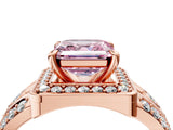 Rose gold Fancy Pink Asscher Cut Diamond Halo Ring with Split Shank and Bezel Accents and Four-Prong Setting_4