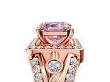 Rose gold Fancy Pink Asscher Cut Diamond Halo Ring with Split Shank and Bezel Accents and Four-Prong Setting_5