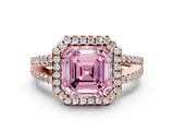 Rose gold Fancy Pink Asscher Cut Diamond Halo Split Shank Engagement Ring_39