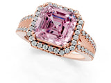 Rose gold Fancy Pink Asscher Cut Diamond Halo Split Shank Engagement Ring_40