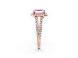 Rose gold Fancy Pink Asscher Cut Diamond Halo Split Shank Engagement Ring_41