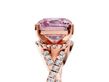 Rose gold Fancy Pink Asscher Cut Diamond  Halo Twist Band Solitaire Prong Setting Ring_29