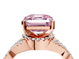 Rose gold Fancy Pink Asscher Cut Diamond  Halo Twist Band Solitaire Prong Setting Ring_46