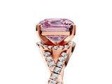 Rose gold Fancy Pink Asscher Cut Diamond  Halo Twist Band Solitaire Prong Setting Ring_47