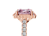 Rose gold Fancy Pink Asscher  Cut Diamond Milgrain Floral Halo Engagement Ring with Pavé Band_20