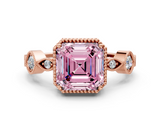 Rose gold Fancy Pink Asscher  Cut Diamond Milgrain Marquise Band with Prong Setting_3