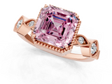 Rose gold Fancy Pink Asscher  Cut Diamond Milgrain Marquise Band with Prong Setting_4