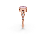 Rose gold Fancy Pink Asscher  Cut Diamond Milgrain Marquise Band with Prong Setting_5