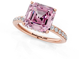 Rose gold Fancy Pink Asscher  Cut Diamond Pavé Band Ring with Four-Prong Setting_18