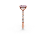 Rose gold Fancy Pink Asscher  Cut Diamond Pavé Band Ring with Four-Prong Setting_19