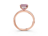 Rose gold Fancy Pink Asscher  Cut Diamond Pavé Band Ring with Four-Prong Setting_20