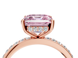 Rose gold Fancy Pink Asscher  Cut Diamond Pavé Band Ring with Four-Prong Setting_21