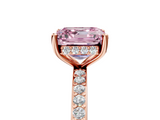 Rose gold Fancy Pink Asscher  Cut Diamond Pavé Band Ring with Four-Prong Setting_22