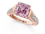 Rose gold Fancy Pink Asscher  Cut Diamond Pavé Band Solitaire with Four-Prong Setting_16