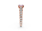 Rose gold Fancy Pink Asscher  Cut Diamond Pavé Band Solitaire with Four-Prong Setting_17