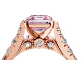 Rose gold Fancy Pink Asscher  Cut Diamond Pavé Band Solitaire with Four-Prong Setting_19