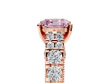 Rose gold Fancy Pink Asscher  Cut Diamond Pavé Band Solitaire with Four-Prong Setting_20