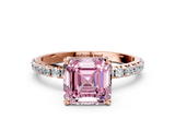 Rose gold Fancy Pink Asscher  Cut Diamond Pavé Band Solitaire with Four-Prong Setting_3