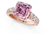 Rose gold Fancy Pink Asscher  Cut Diamond Pavé Band Solitaire with Four-Prong Setting_4