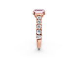 Rose gold Fancy Pink Asscher  Cut Diamond Pavé Band Solitaire with Four-Prong Setting_5