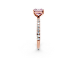 Rose gold Fancy Pink Asscher  Cut Diamond Pavé Band Solitaire with Four-Prong Setting_5
