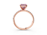 Rose gold Fancy Pink Asscher  Cut Diamond Pavé Band Solitaire with Four-Prong Setting_6