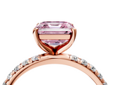 Rose gold Fancy Pink Asscher  Cut Diamond Pavé Band Solitaire with Four-Prong Setting_7
