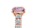 Rose gold Fancy Pink Asscher  Cut Diamond Pavé Band Solitaire with Four-Prong Setting_8