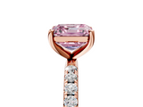 Rose gold Fancy Pink Asscher  Cut Diamond Pavé Band Solitaire with Four-Prong Setting_8