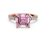Rose gold Fancy Pink Asscher  Cut Diamond Pavé Band with Four-Prong Setting_22