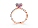 Rose gold Fancy Pink Asscher  Cut Diamond Pavé Band with Four-Prong Setting_25