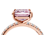 Rose gold Fancy Pink Asscher  Cut Diamond Pavé Band with Four-Prong Setting_26