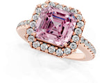 Rose gold Fancy Pink Asscher Cut Diamond Pavé Halo Ring with Four-Prong Setting_49