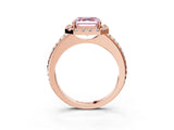 Rose gold Fancy Pink Asscher Cut Diamond Pavé Halo Ring with Four-Prong Setting_51