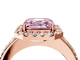 Rose gold Fancy Pink Asscher Cut Diamond Pavé Halo Ring with Four-Prong Setting_52