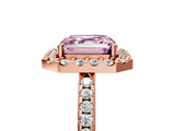 Rose gold Fancy Pink Asscher Cut Diamond Pavé Halo Ring with Four-Prong Setting_53
