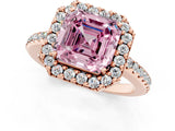 Rose gold Fancy Pink Asscher Cut Diamond Pavé Halo Ring with Four-Prong Setting_61