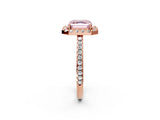 Rose gold Fancy Pink Asscher Cut Diamond Pavé Halo Ring with Four-Prong Setting_62