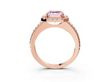 Rose gold Fancy Pink Asscher Cut Diamond Pavé Halo Ring with Four-Prong Setting_63