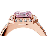 Rose gold Fancy Pink Asscher Cut Diamond Pavé Halo Ring with Four-Prong Setting_64