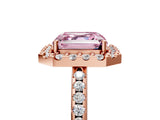 Rose gold Fancy Pink Asscher Cut Diamond Pavé Halo Ring with Four-Prong Setting_65