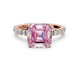 Rose gold Fancy Pink Asscher Cut Diamond Pavé Solitaire Engagement Ring with Four-Prong Setting_37