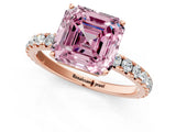 Rose gold Fancy Pink Asscher Cut Diamond Pavé Solitaire Engagement Ring with Four-Prong Setting_38