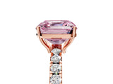 Rose gold Fancy Pink Asscher Cut Diamond Pavé Solitaire Engagement Ring with Four-Prong Setting_42